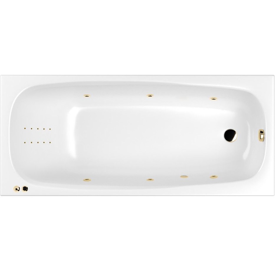 Ванна гидромассажная Whitecross Layla LINE NANO 0102.170075.100.LINENANO.GL 170x75 см, (белый глянцевый, золотой), каркас, слив-перелив